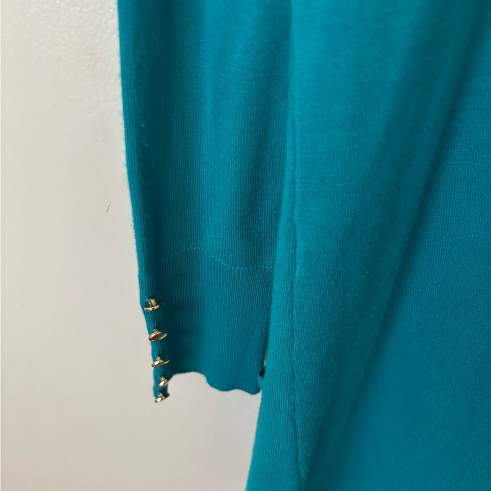 JM Collection Blue Lightweight Open Front Cardigan - Picture 3 of 4